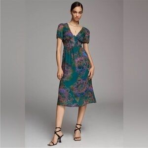 FARM Rio for Anthropologie Floral Puff Sleeve Corset Midi Dress